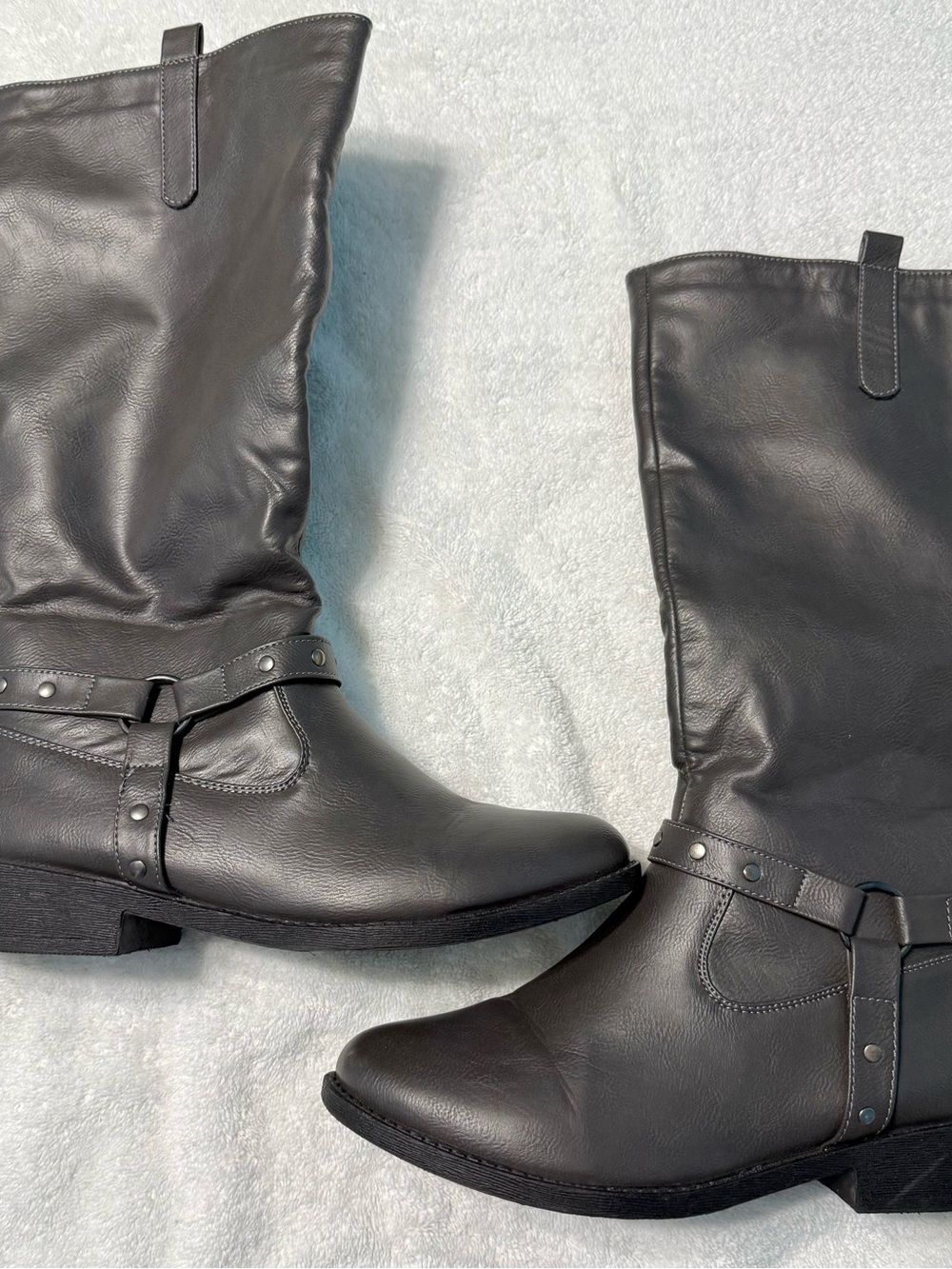 Wanted Women's Gray Harness Mid-Calf Heeled Boot